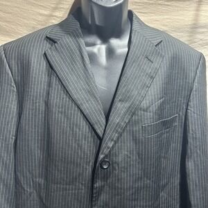 Luca Rossi Italia Mens Suit Jacket Blazer 40R Black Pinstripe 3-Button